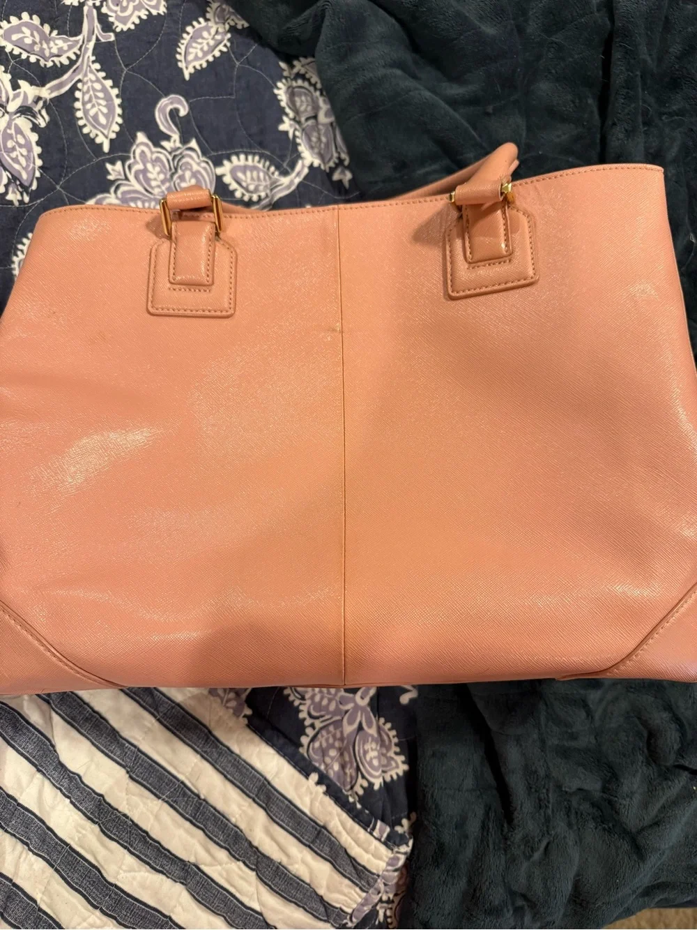 Tory Burch Dusty Pink Leather Tote with Gold Logo
